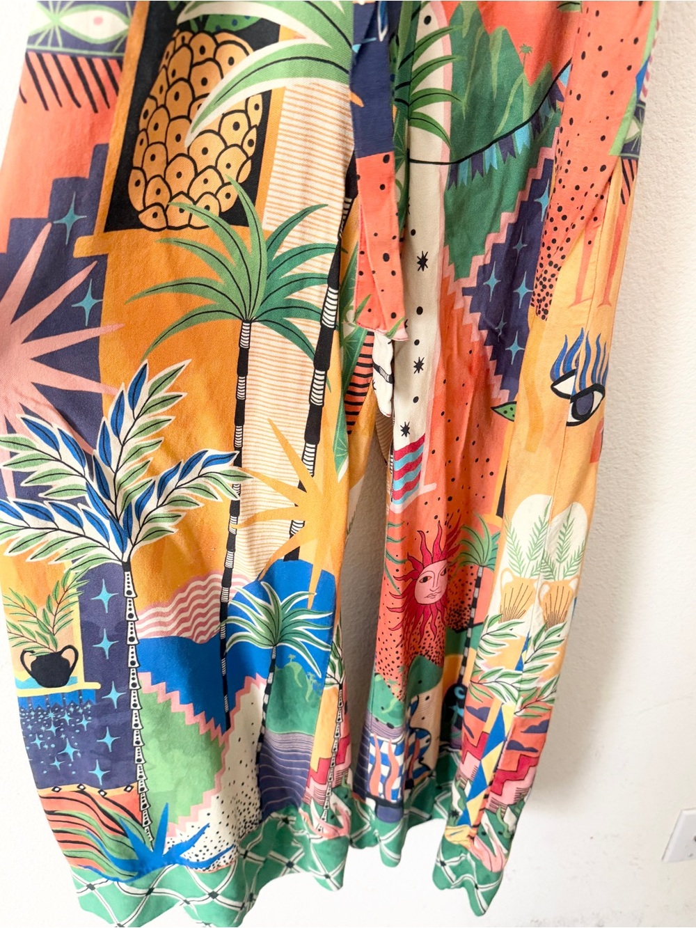 Farm Rio x Anthropologie MEDIUM halterneck printed wide leg jumpsuit - Picture 4 of 12